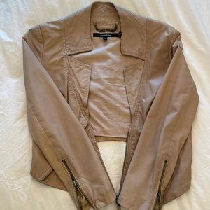 Tan cropped leather jacket